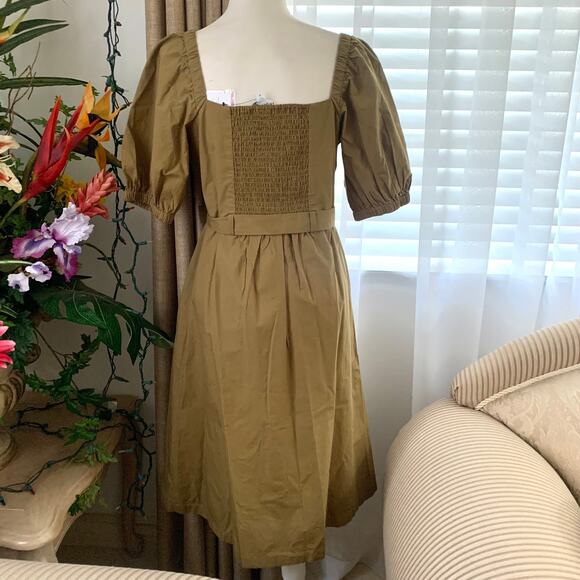 Amour Vert Square Neck Button Front Dress in Elm 100% Cotton - Picture 8 of 13